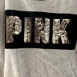 COPY - Long Sleeve cream and black PINK sequin shirt.